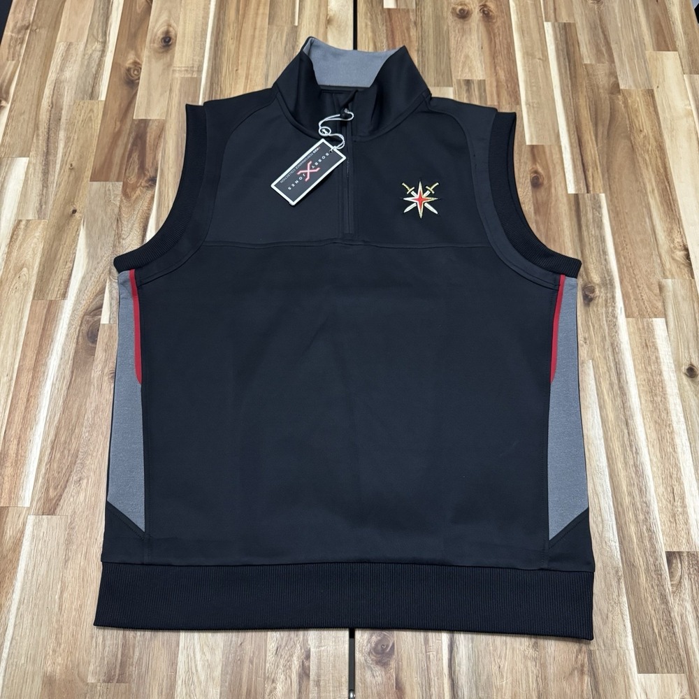 Las Vegas Golden Knights Vest Mens M Black Bobby Jones Performance 1/4 ZIp NWT